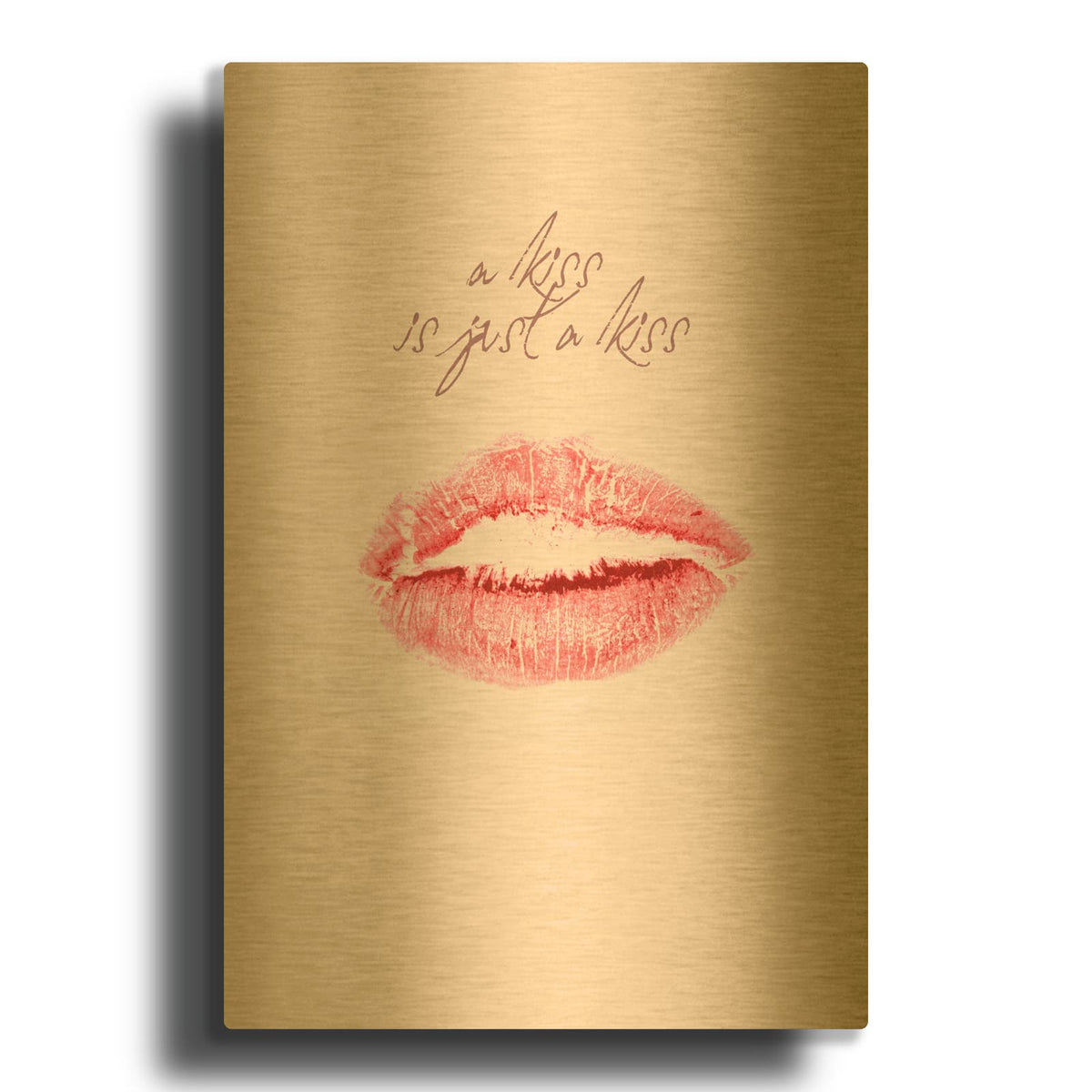 'A Kiss Is Just a Kiss' By Design Fabrikken Gold Metal Wall Art
