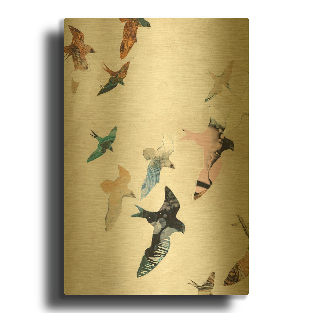 'Abstract Birds 2' By Design Fabrikken Gold Metal Wall Art