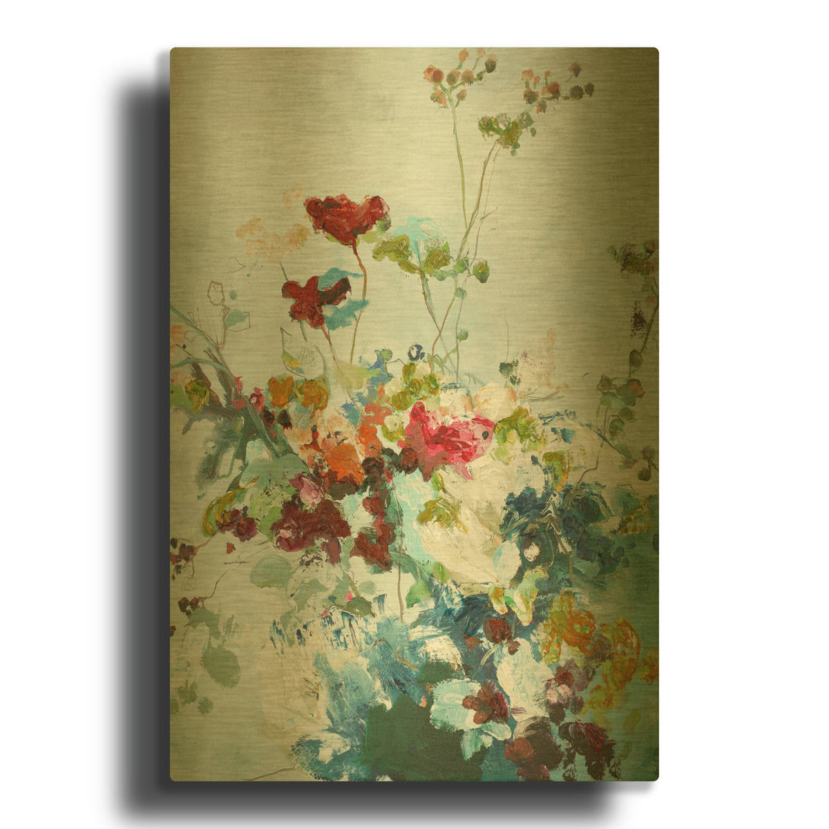 'Abstract Floral 1' By Design Fabrikken Gold Metal Wall Art
