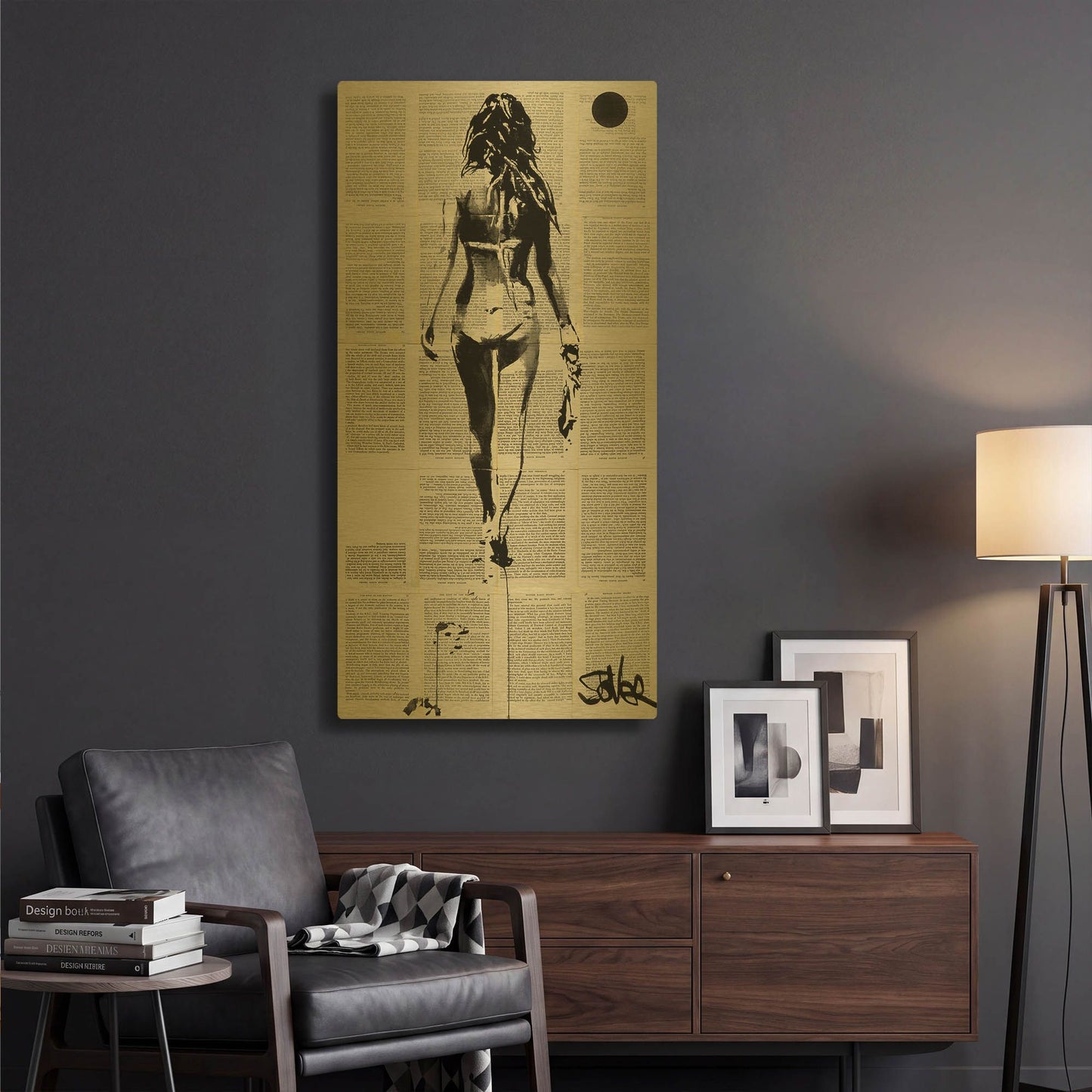 'Beachcomber' By Loui Jover Gold Metal Wall Art