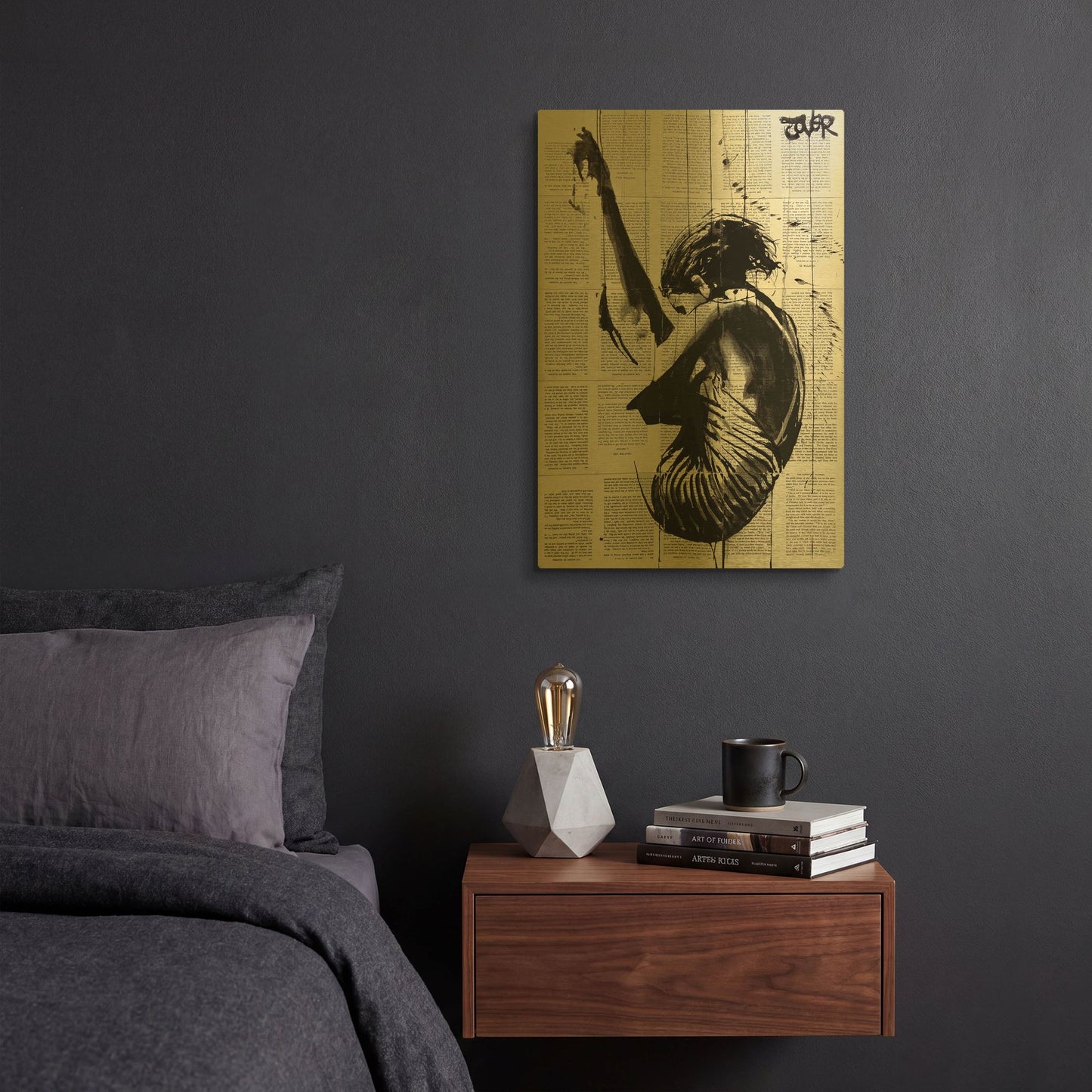 'Dive' By Loui Jover Gold Metal Wall Art