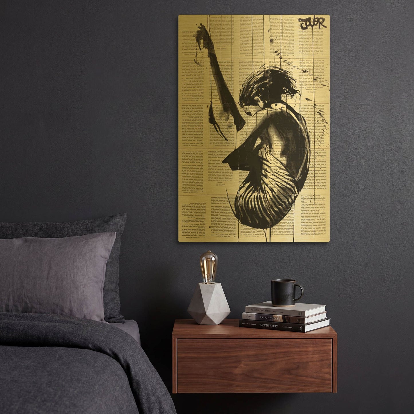 'Dive' By Loui Jover Gold Metal Wall Art
