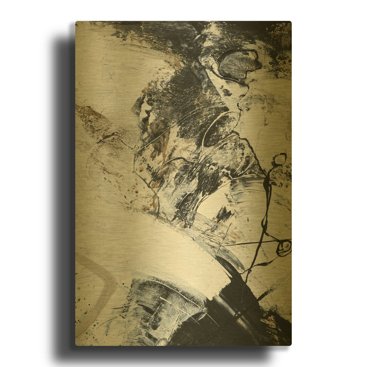'Black and White 1' By Design Fabrikken Gold Metal Wall Art