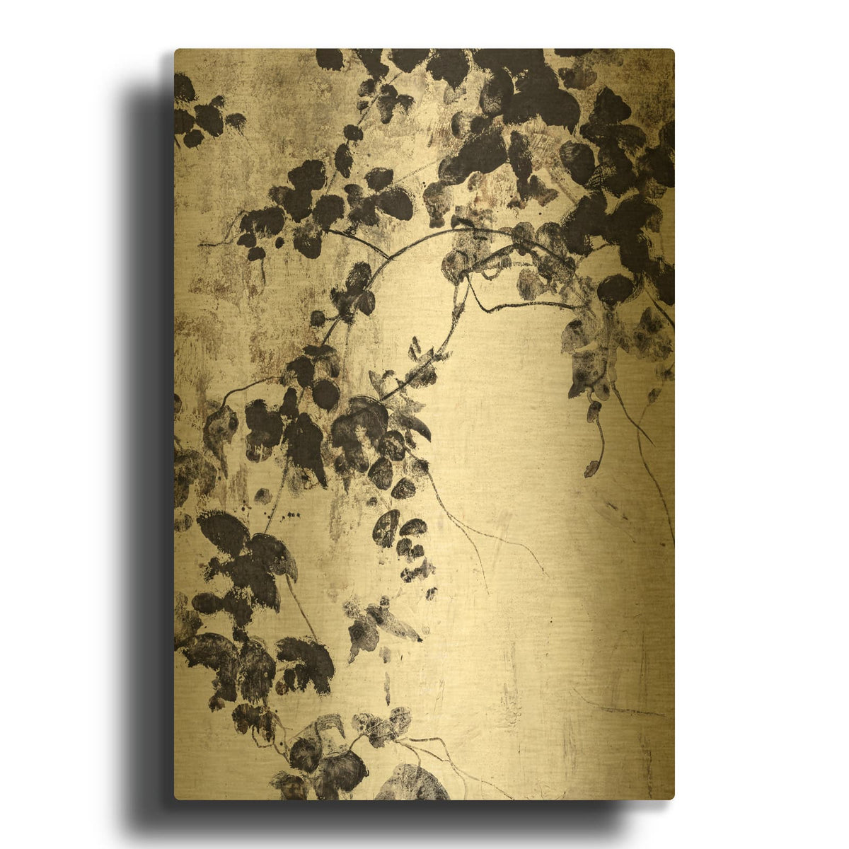 'Black Leaves' By Design Fabrikken Gold Metal Wall Art