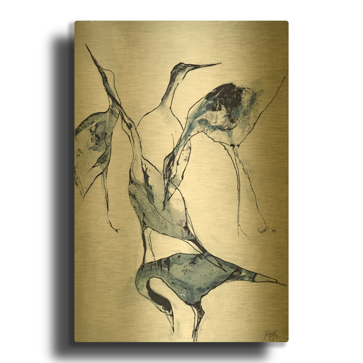 'Crane 1' By Design Fabrikken Gold Metal Wall Art