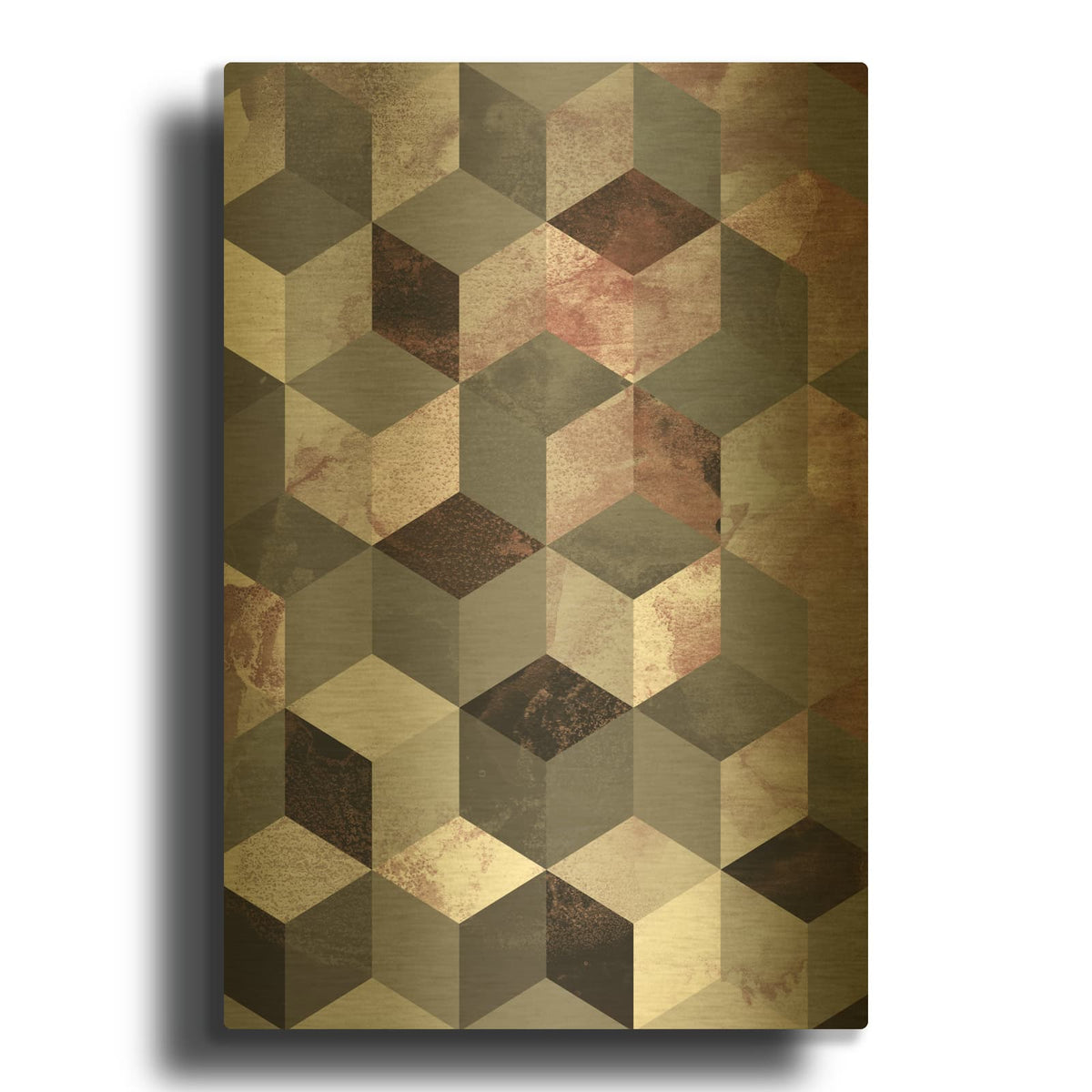 'Cubes Rose' By Design Fabrikken Gold Metal Wall Art