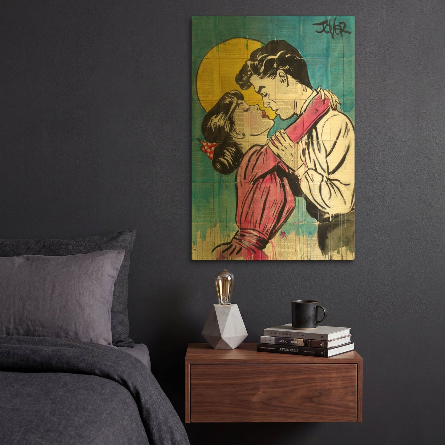 'Love Moon Pop' By Loui Jover Gold Metal Wall Art