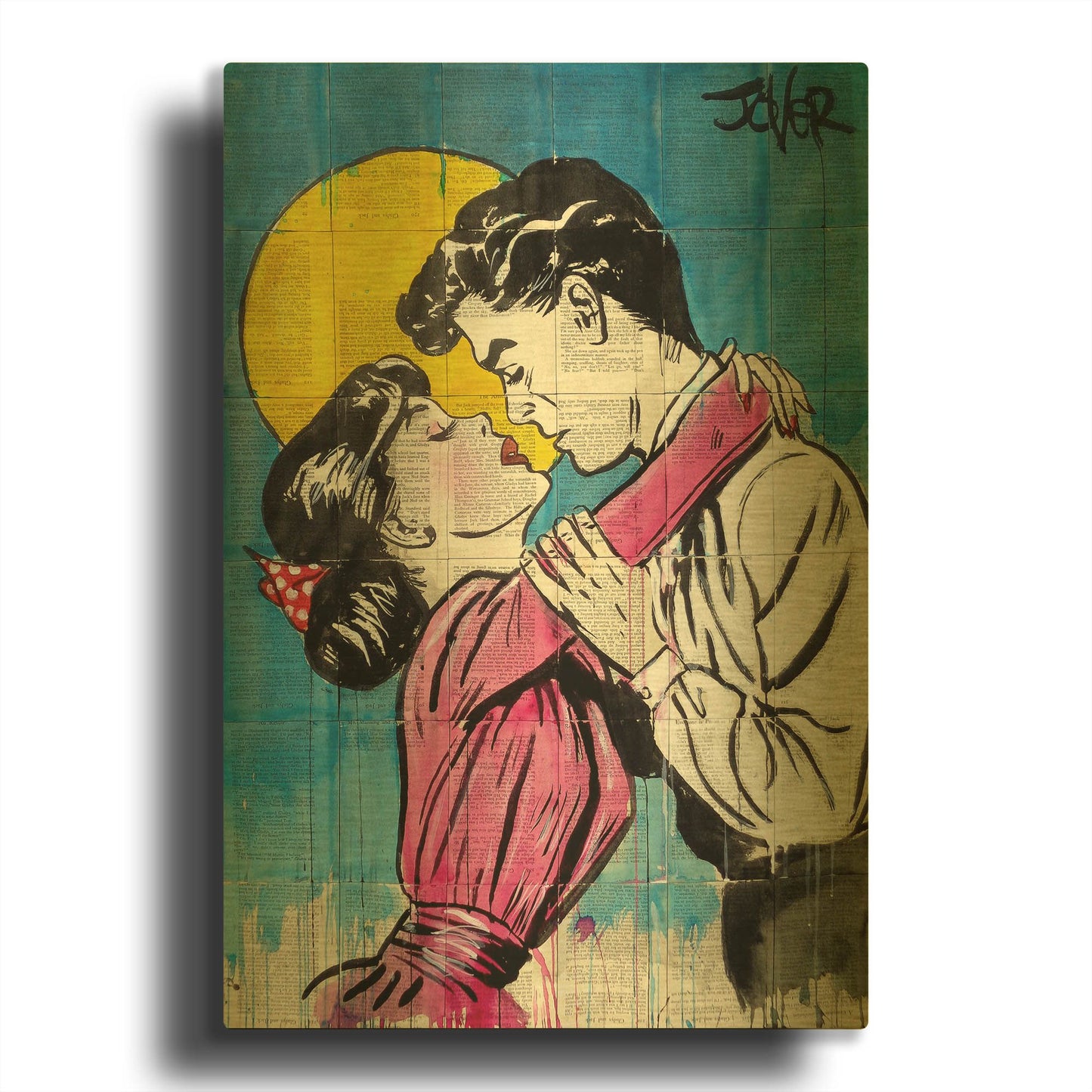 'Love Moon Pop' By Loui Jover Gold Metal Wall Art