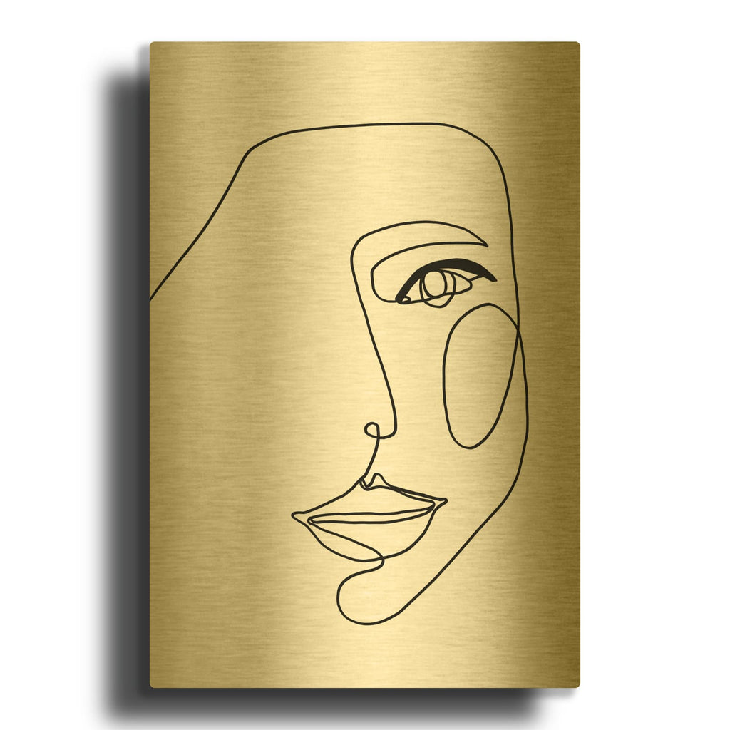 'Face Line 1' By Design Fabrikken Gold Metal Wall Art