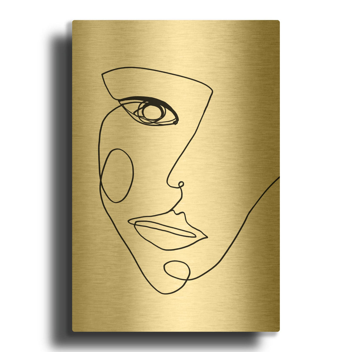 'Face Line 2' By Design Fabrikken Gold Metal Wall Art