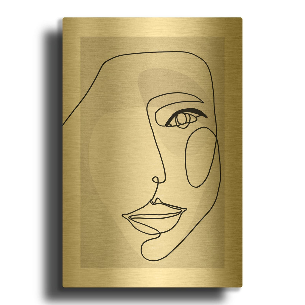 'Face Line 3' By Design Fabrikken Gold Metal Wall Art
