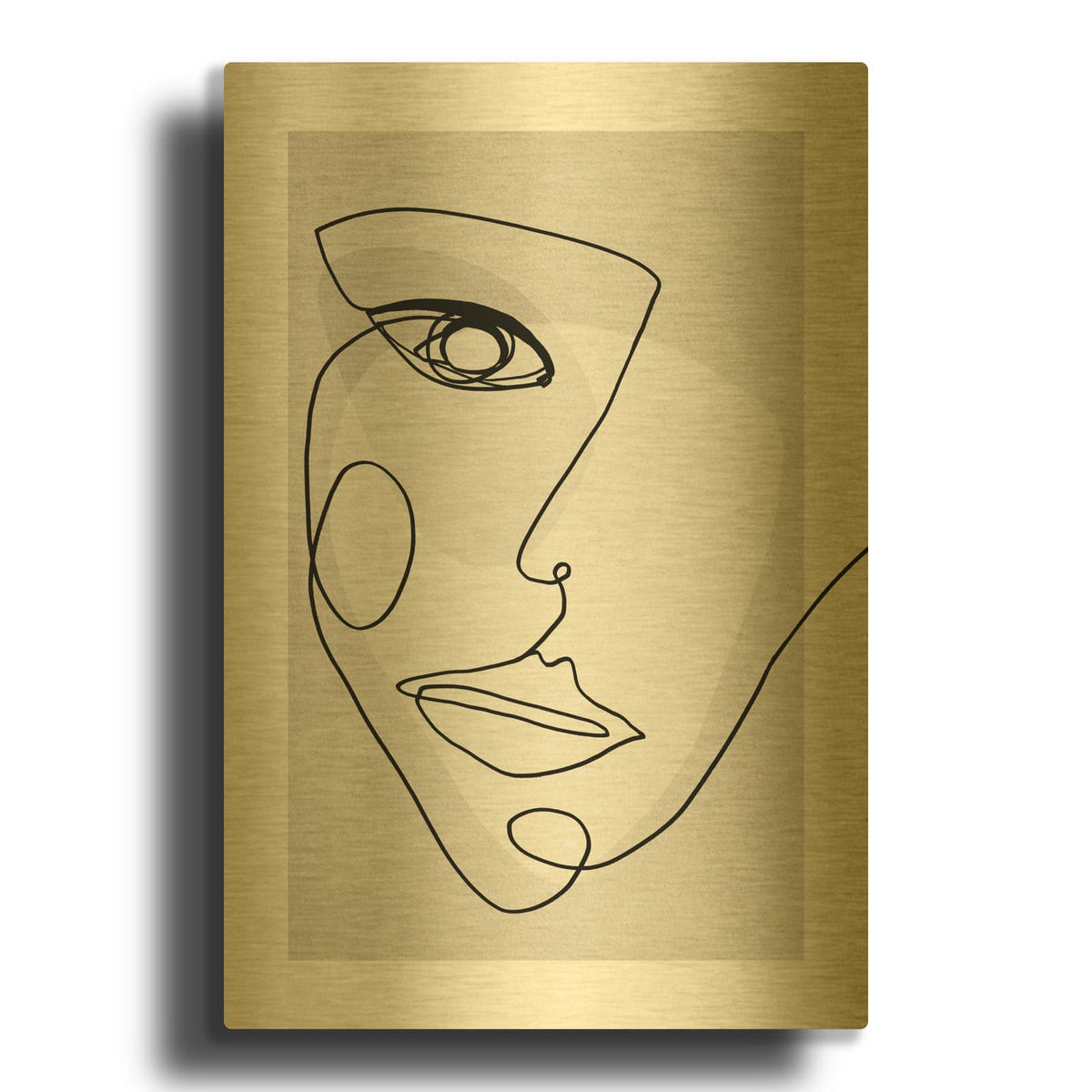 'Face Line 4' By Design Fabrikken Gold Metal Wall Art