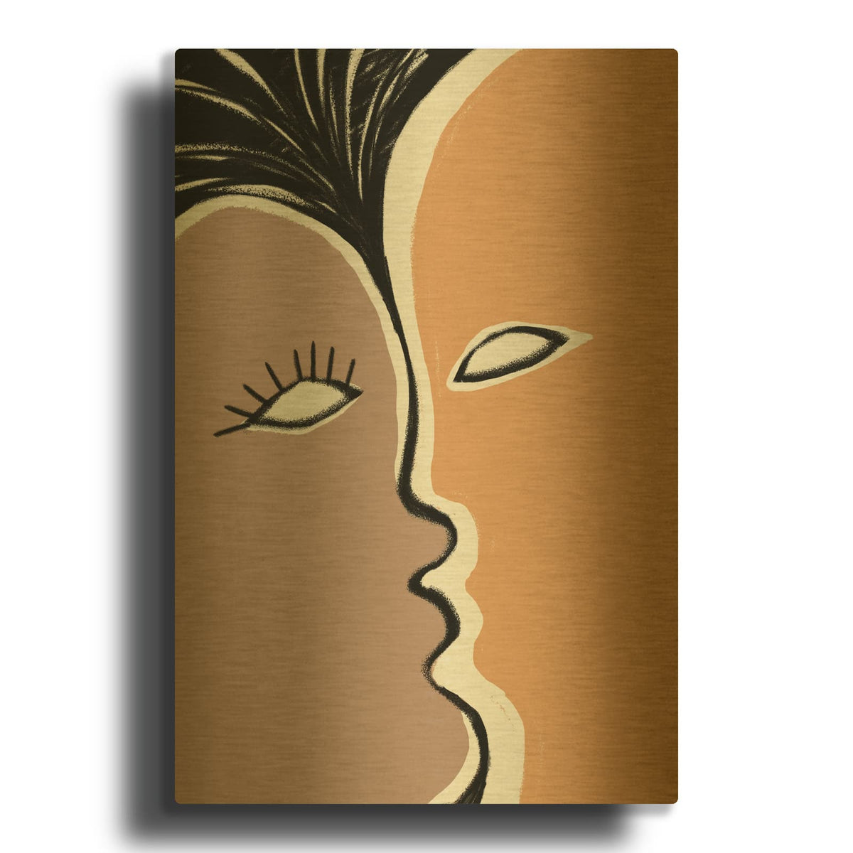 'Face to Face 2' By Design Fabrikken Gold Metal Wall Art