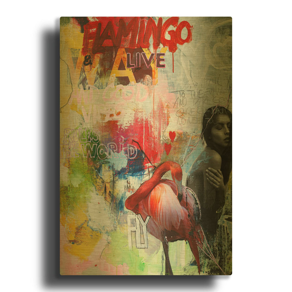 'Flamingo' By Design Fabrikken Gold Metal Wall Art