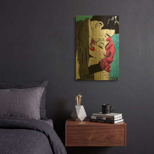 'Pop Lovers' By Loui Jover Gold Metal Wall Art