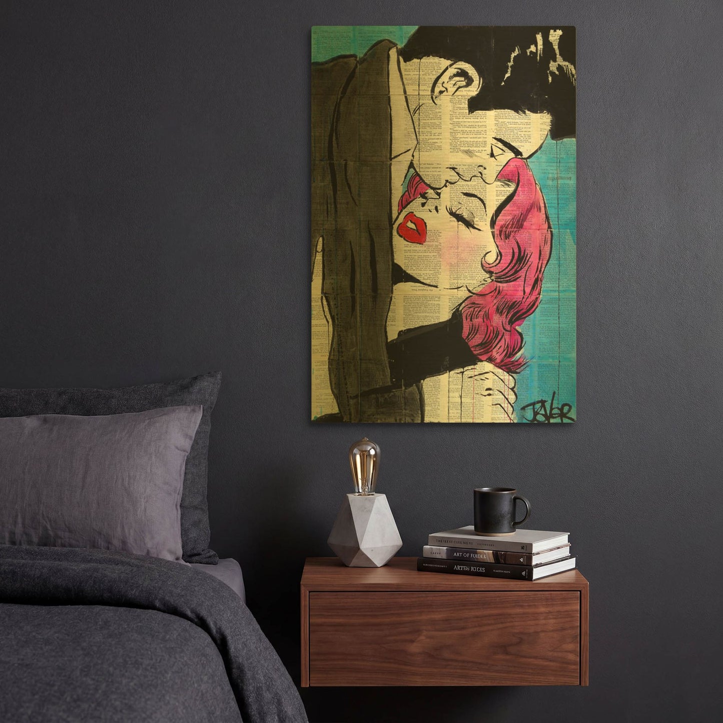 'Pop Lovers' By Loui Jover Gold Metal Wall Art