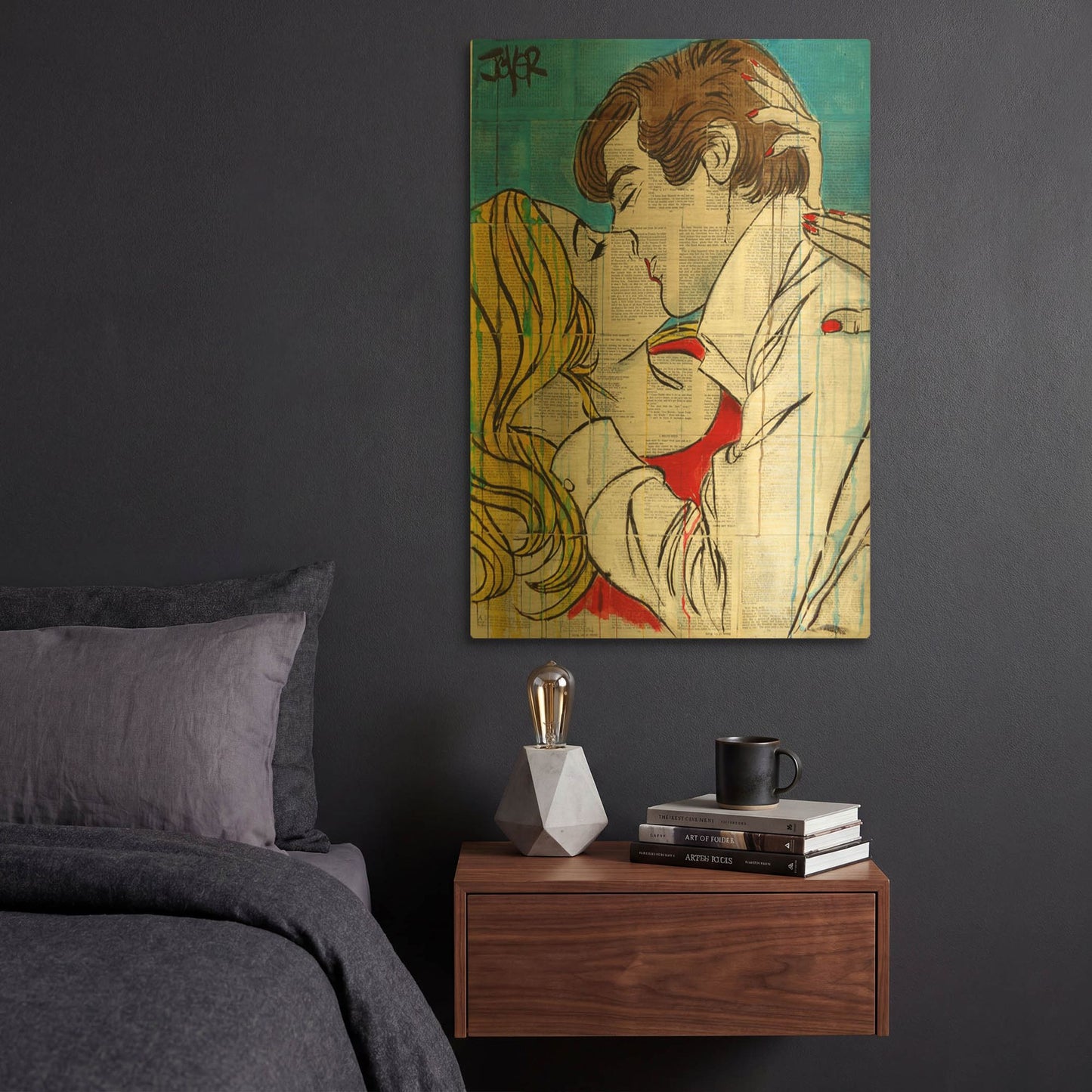 'Pop Romantics' By Loui Jover Gold Metal Wall Art