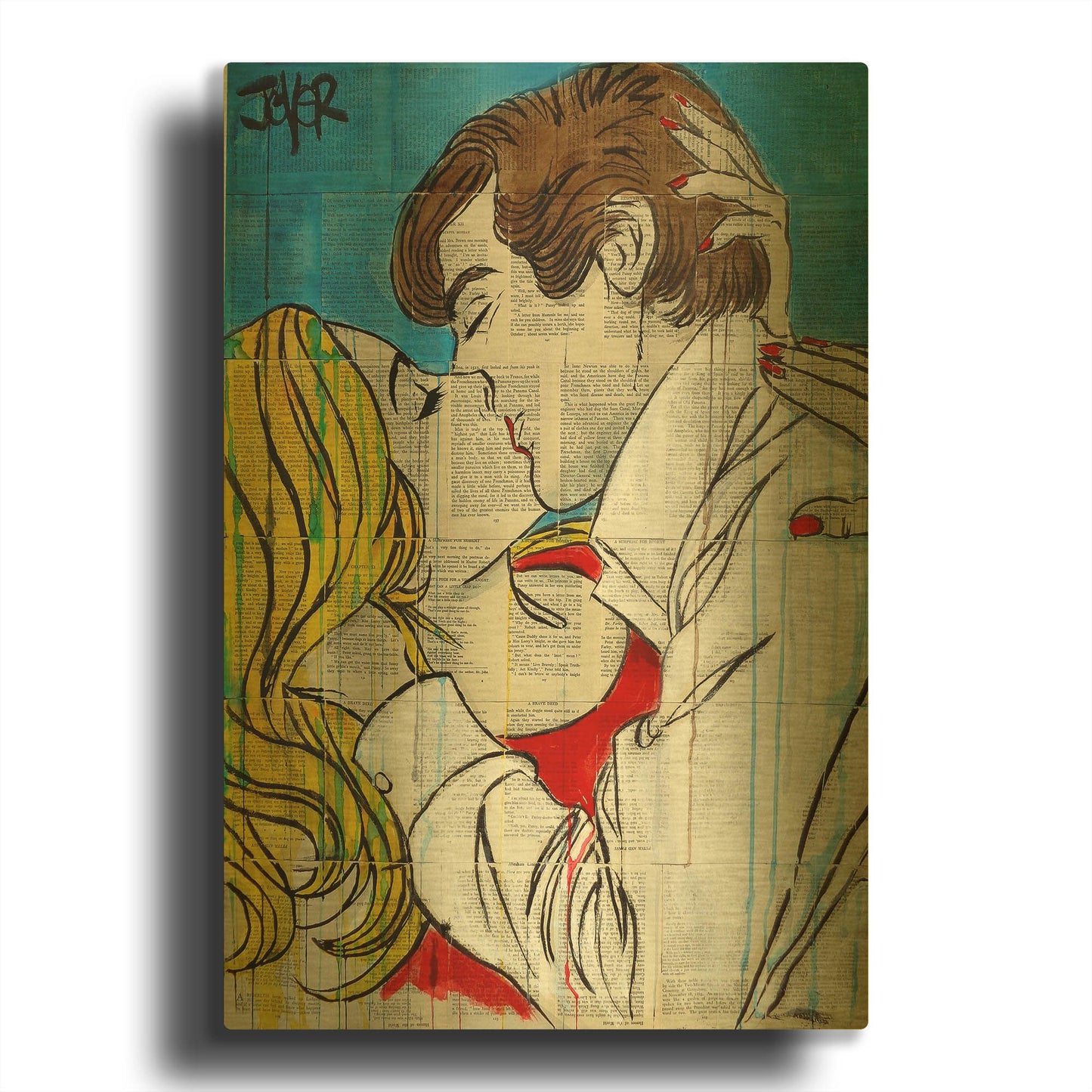 'Pop Romantics' By Loui Jover Gold Metal Wall Art