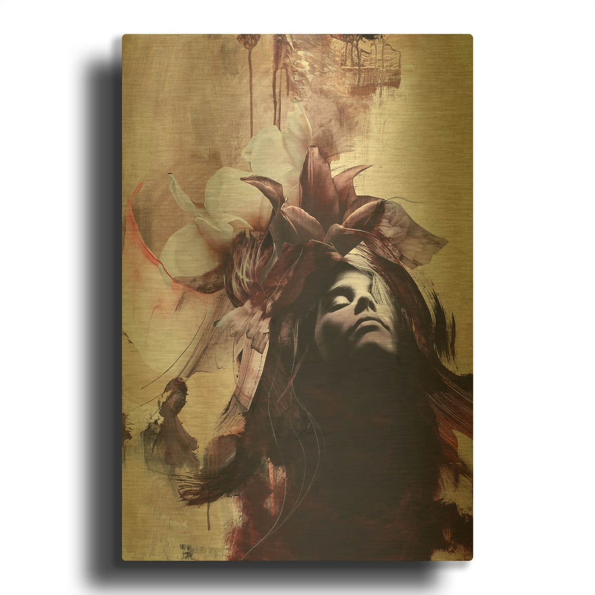 'Imperfection Red' By Design Fabrikken Gold Metal Wall Art