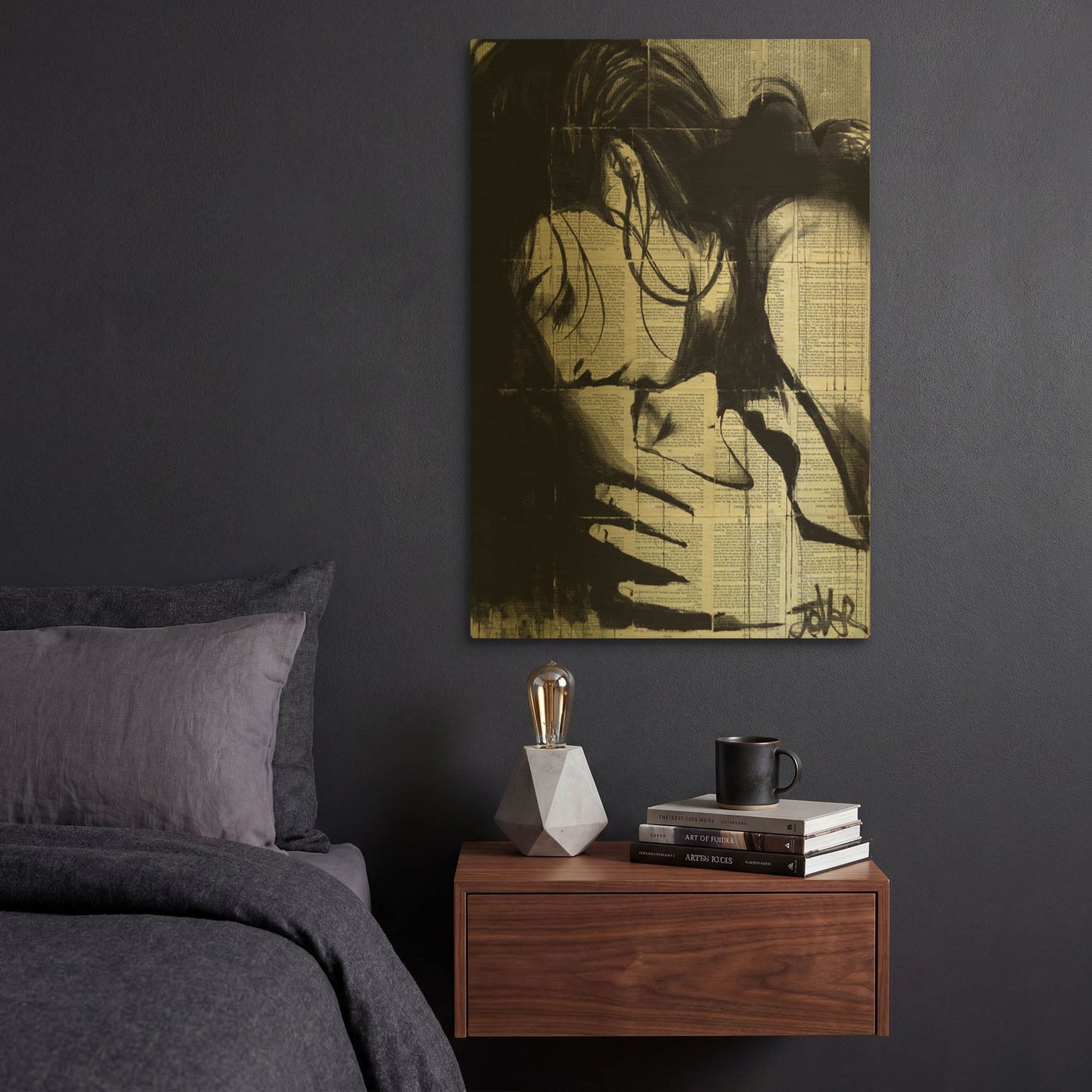 'Soul Kiss' By Loui Jover Gold Metal Wall Art