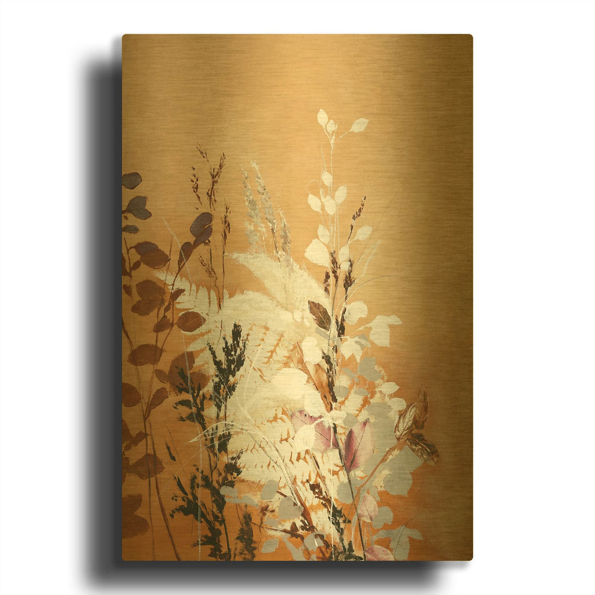 'Light Leaves 5' By Design Fabrikken Gold Metal Wall Art