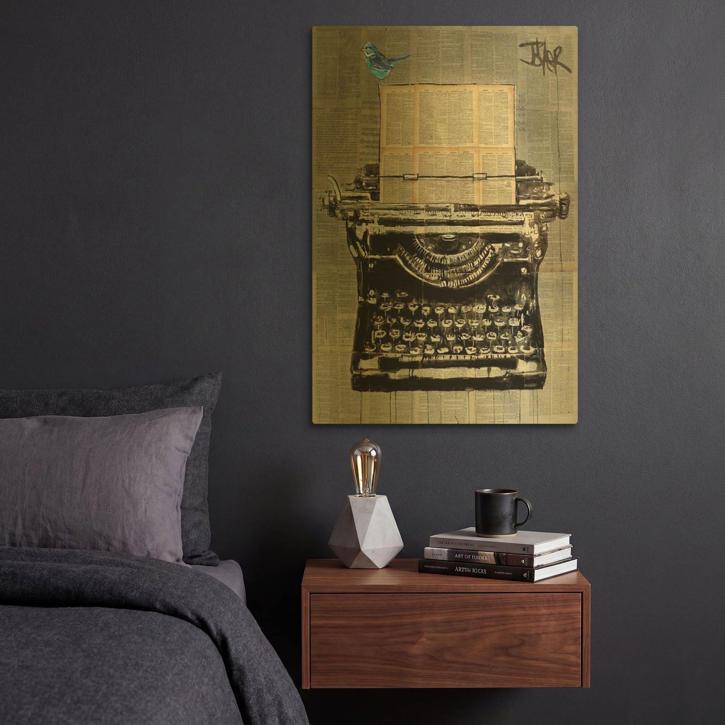 'The Writer' By Loui Jover Gold Metal Wall Art