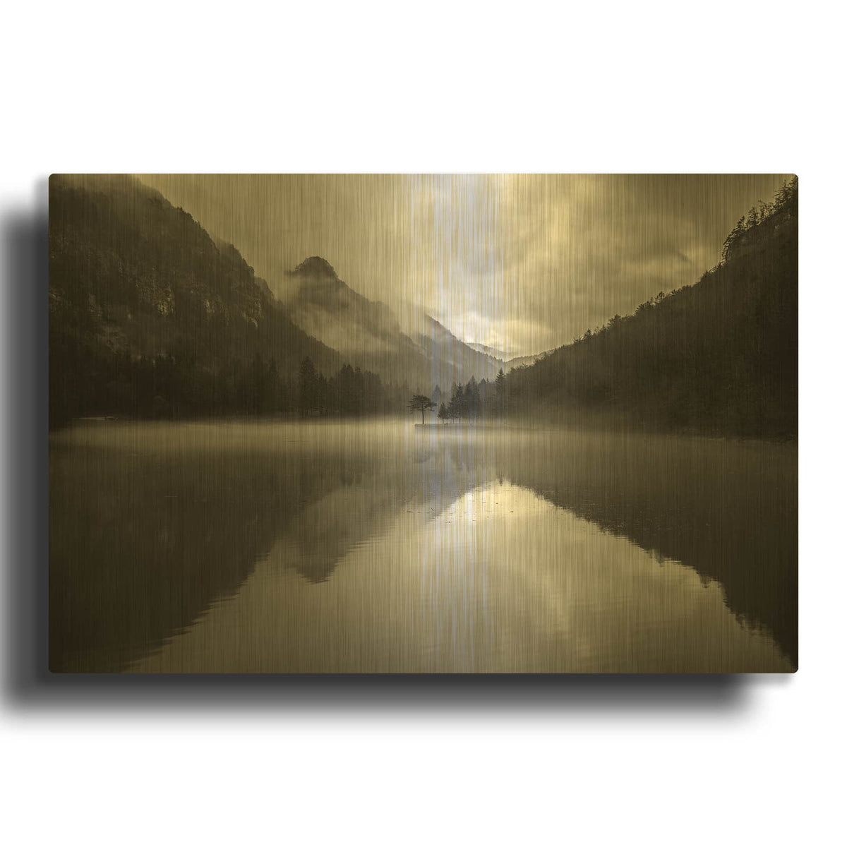 'Mountain Lake' By Design Fabrikken Gold Metal Wall Art