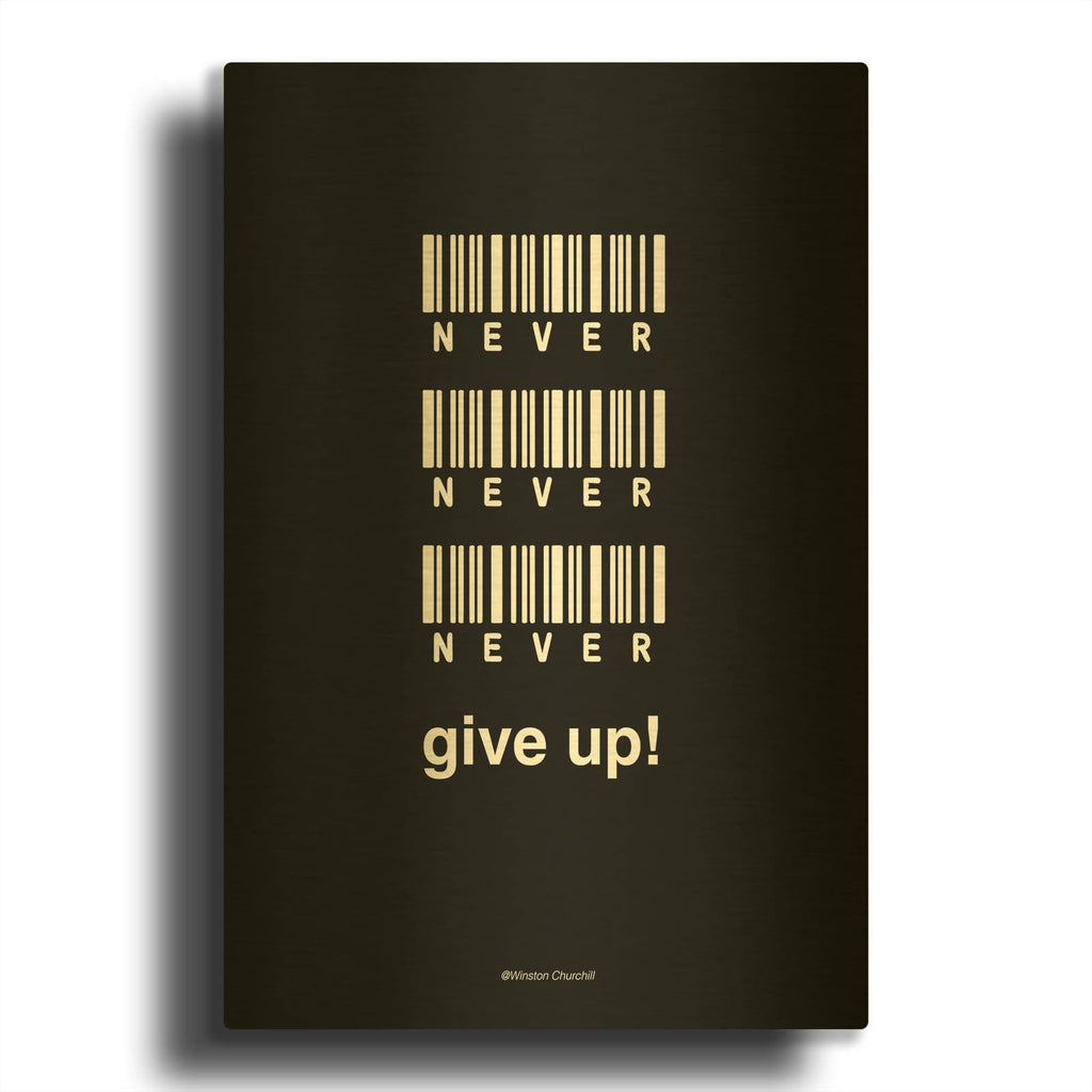'Never Give Up' By Design Fabrikken Gold Metal Wall Art