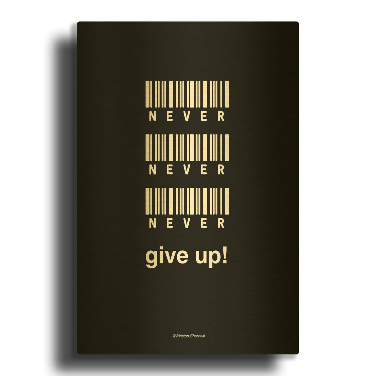 'Never Give Up' By Design Fabrikken Gold Metal Wall Art