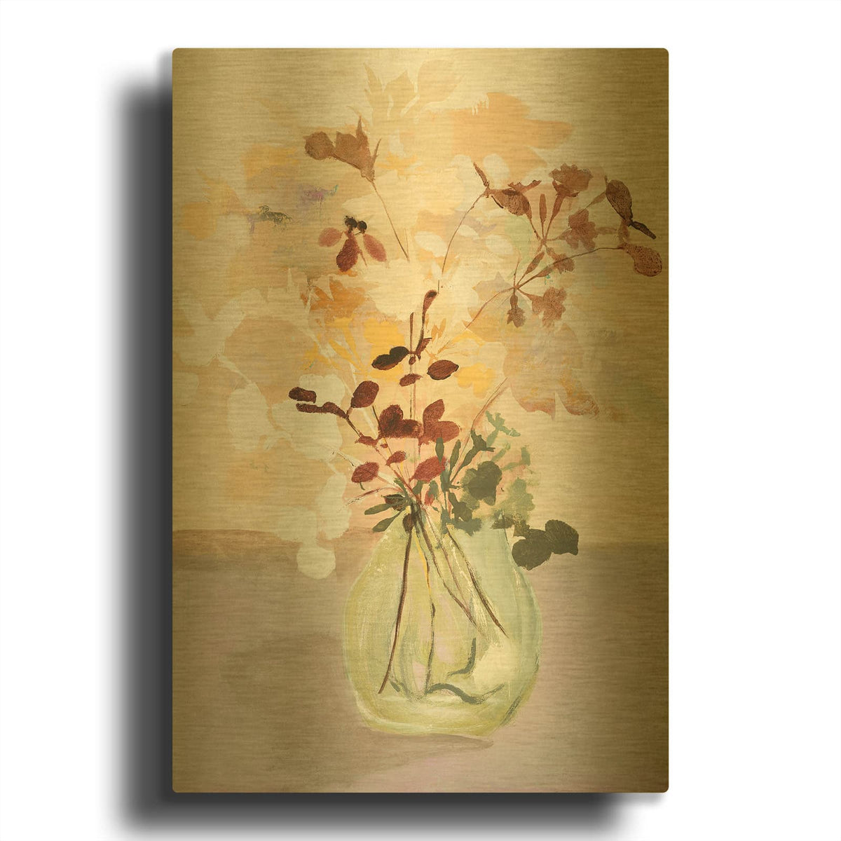 'Pastel Flower 2' By Design Fabrikken Gold Metal Wall Art