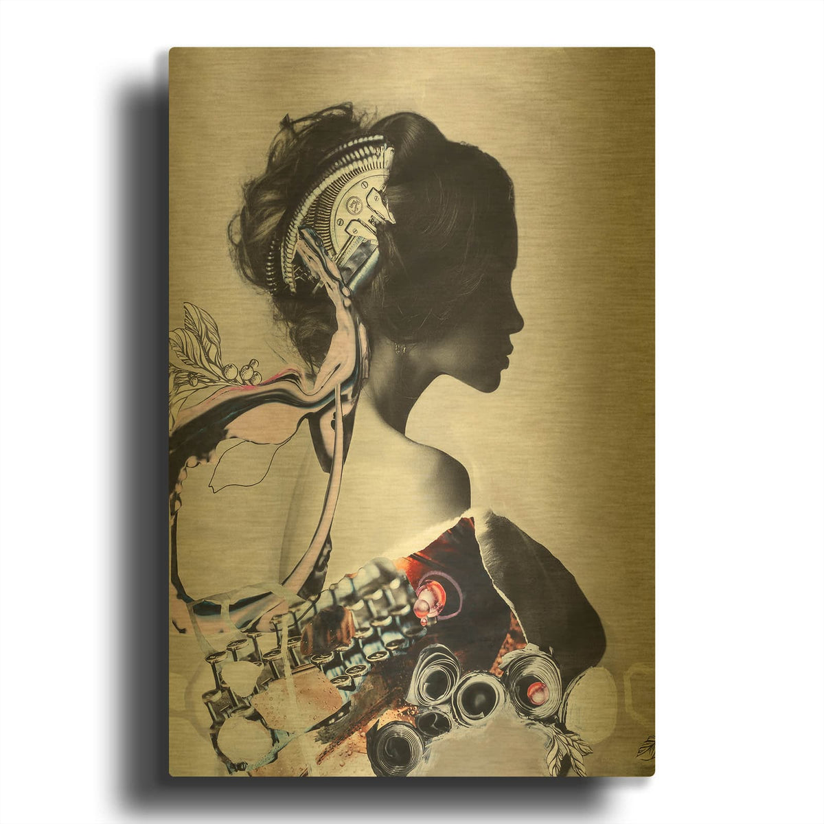 'Pink Fluence 1' By Design Fabrikken Gold Metal Wall Art