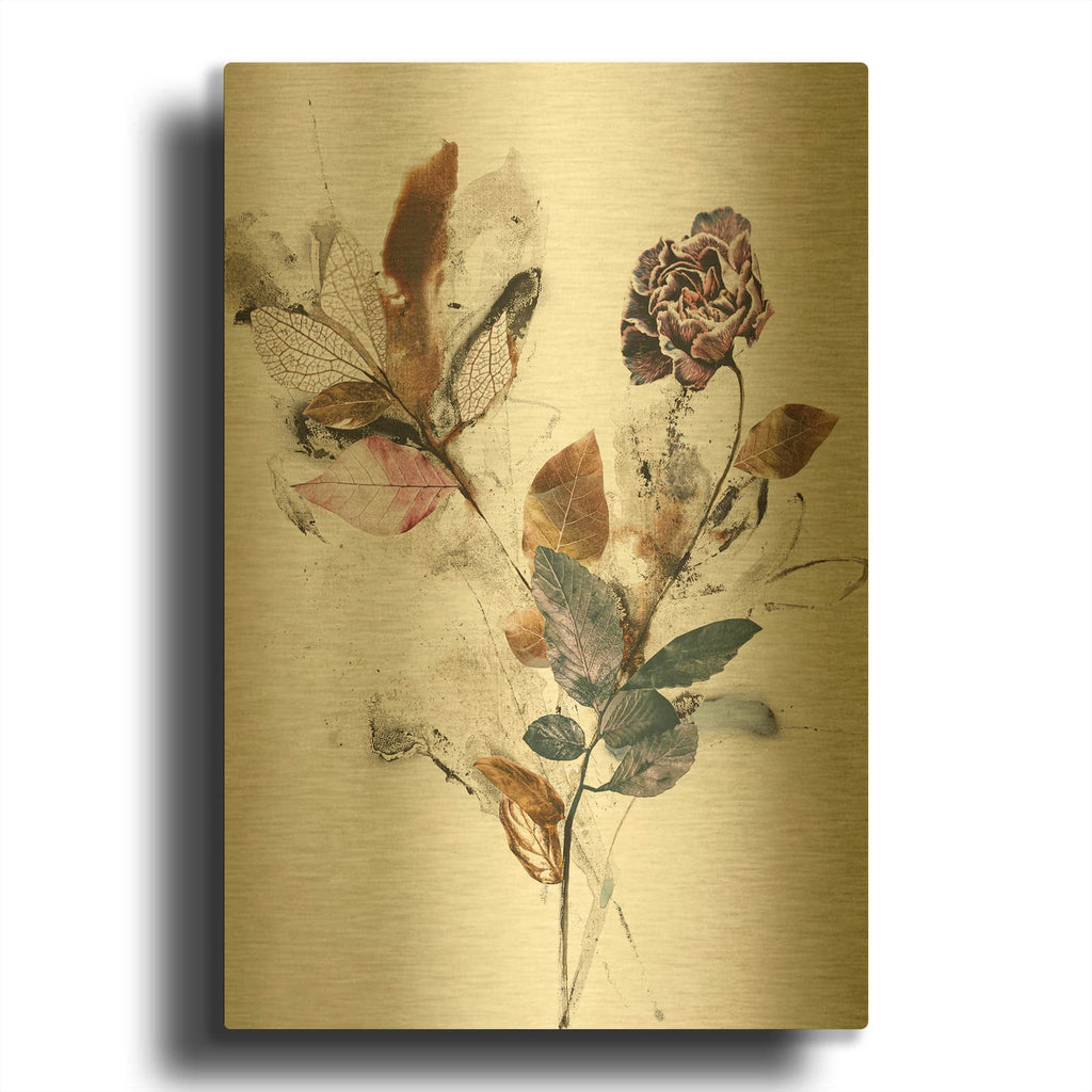 'Playing Flower 1' By Design Fabrikken Gold Metal Wall Art
