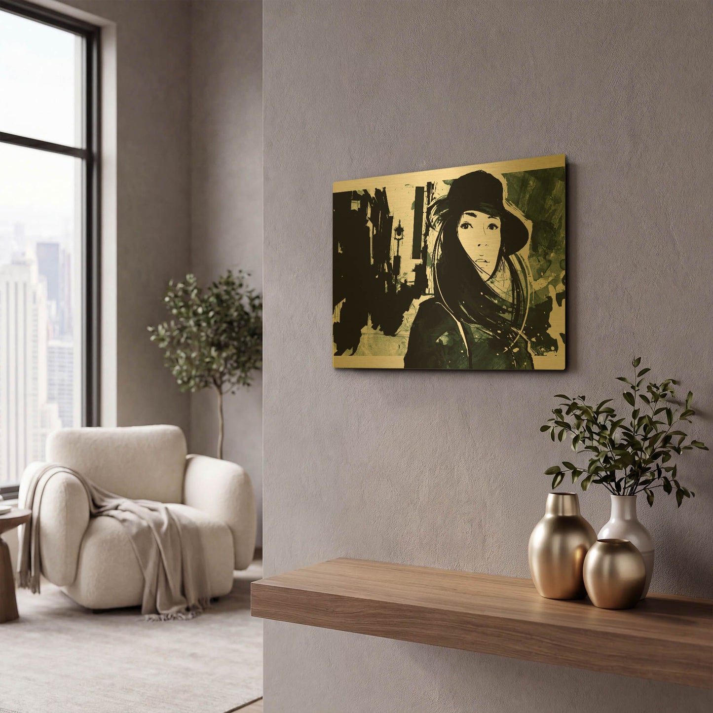'Unmasked 1' By Jonathan Lam Gold Metal Wall Art