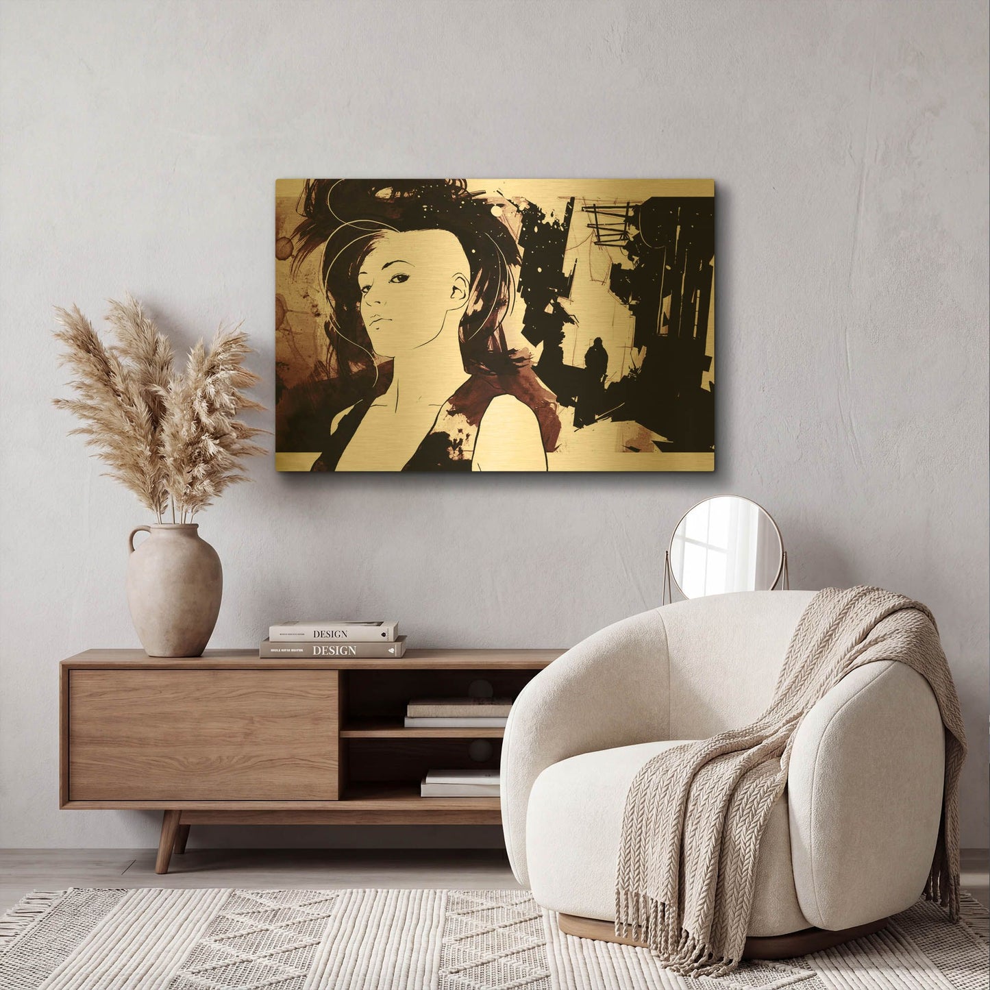 'Unmasked 2' By Jonathan Lam Gold Metal Wall Art