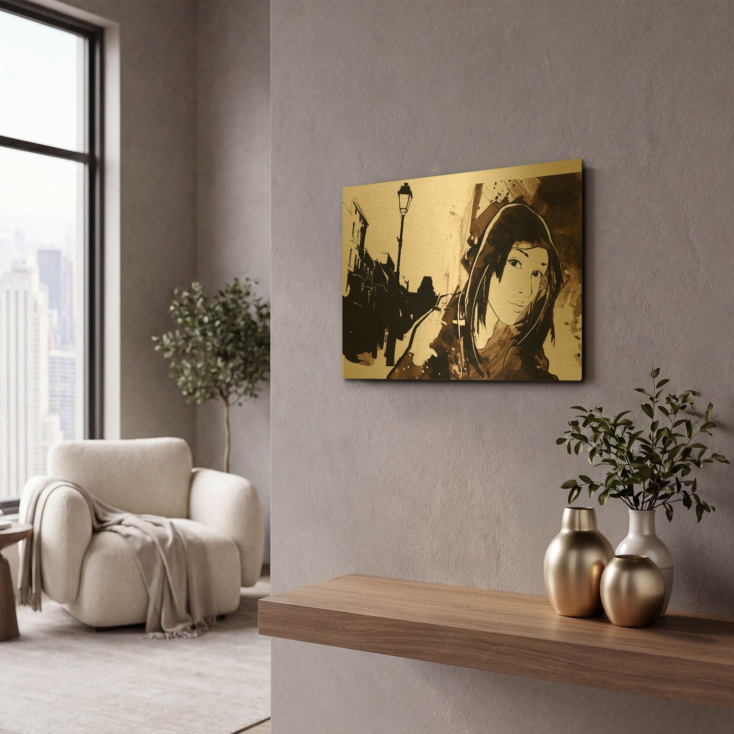 'Unmasked 3' By Jonathan Lam Gold Metal Wall Art