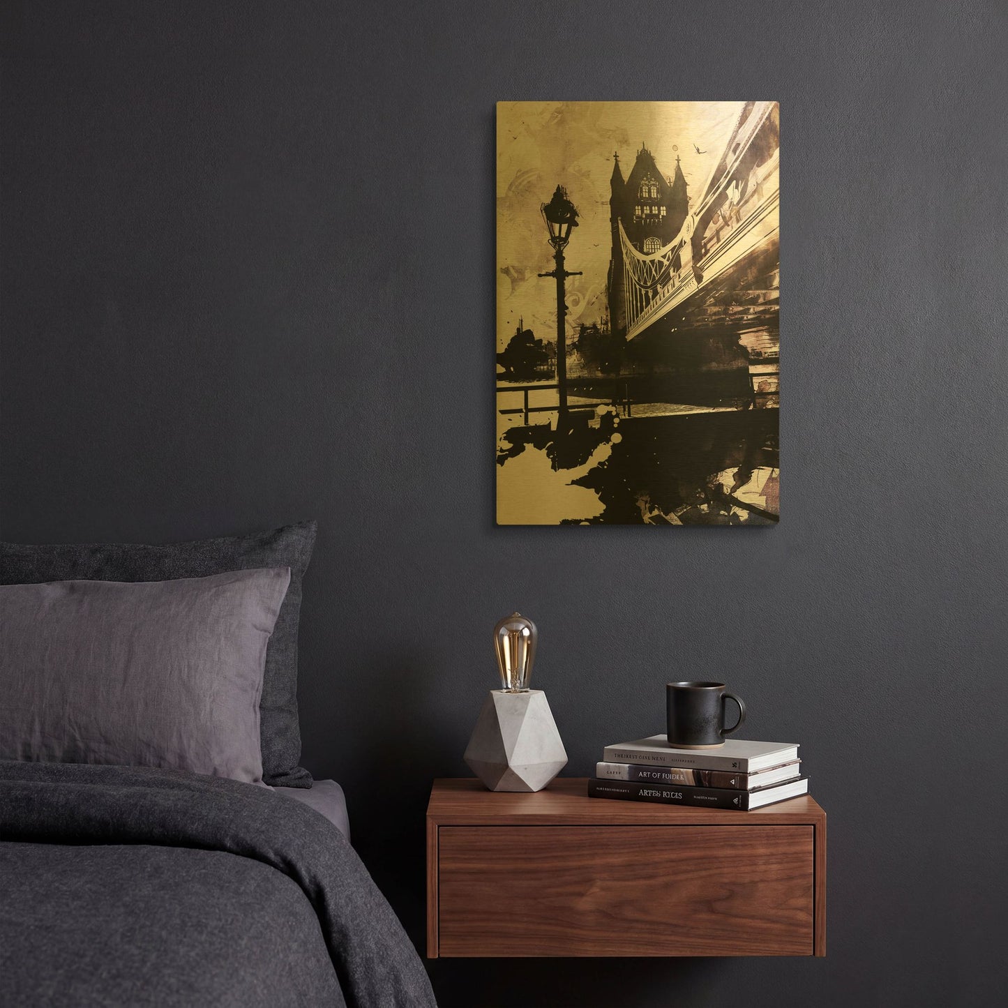 'Tower Bridge 1' By Jonathan Lam Gold Metal Wall Art