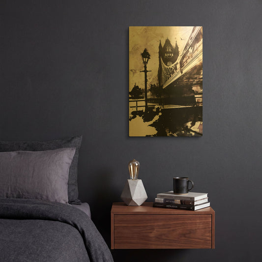 'Tower Bridge 1' By Jonathan Lam Gold Metal Wall Art