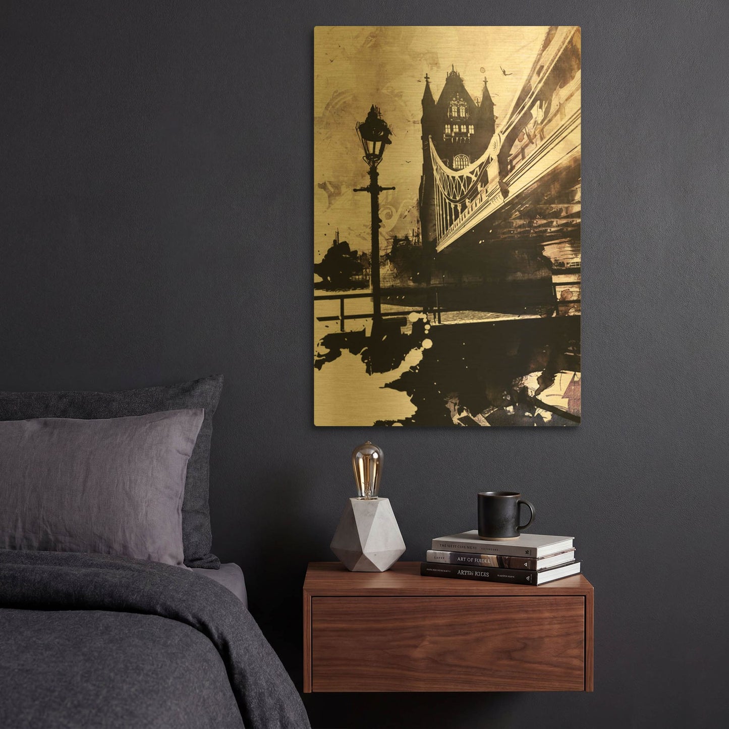 'Tower Bridge 1' By Jonathan Lam Gold Metal Wall Art
