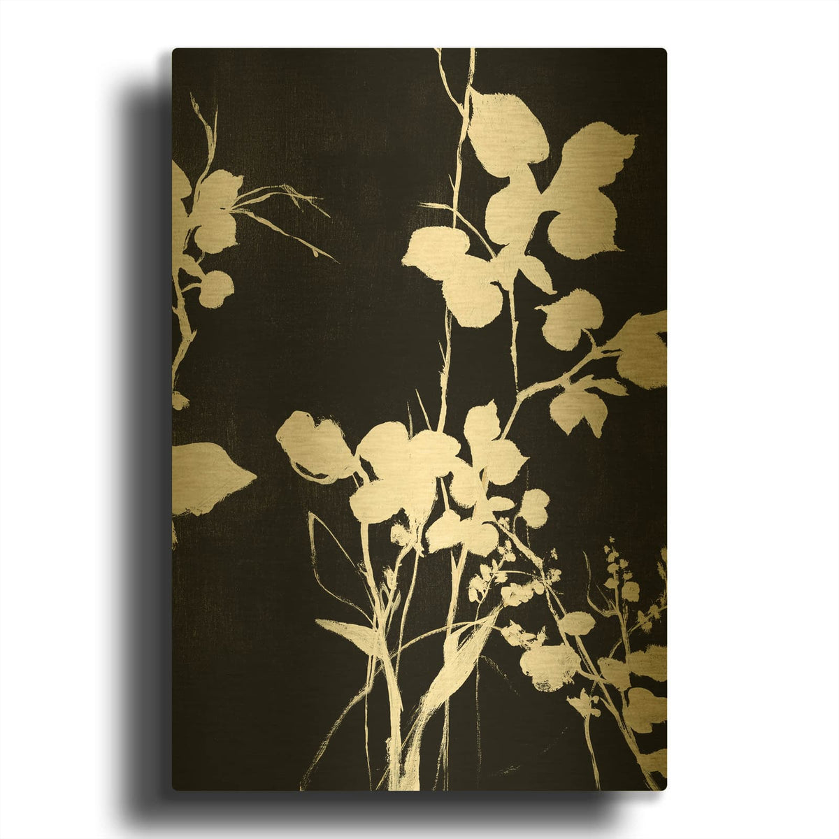 'Silhouette Leaves 1' By Design Fabrikken Gold Metal Wall Art