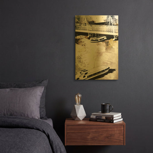 'Crossing 1' By Jonathan Lam Gold Metal Wall Art