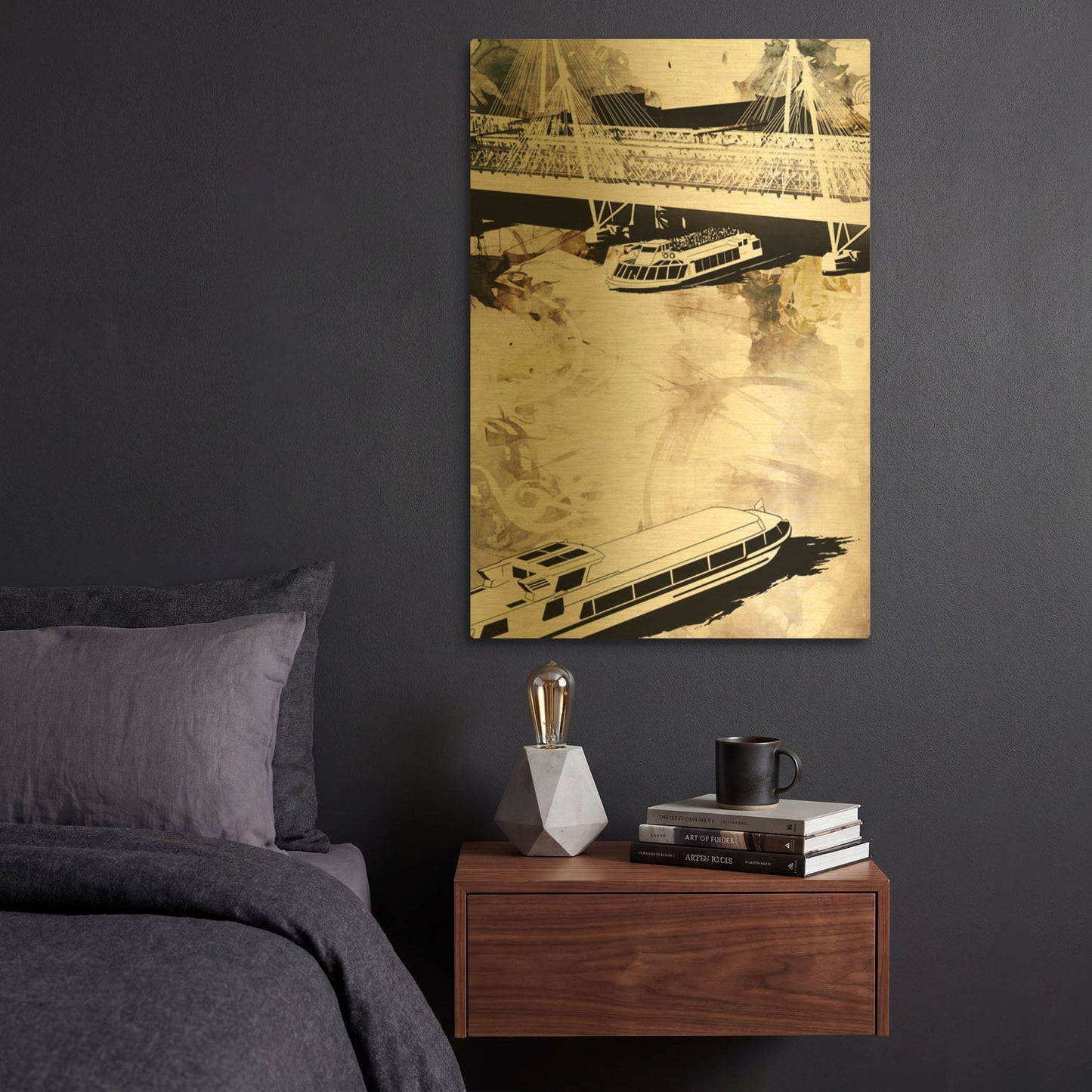 'Crossing 1' By Jonathan Lam Gold Metal Wall Art
