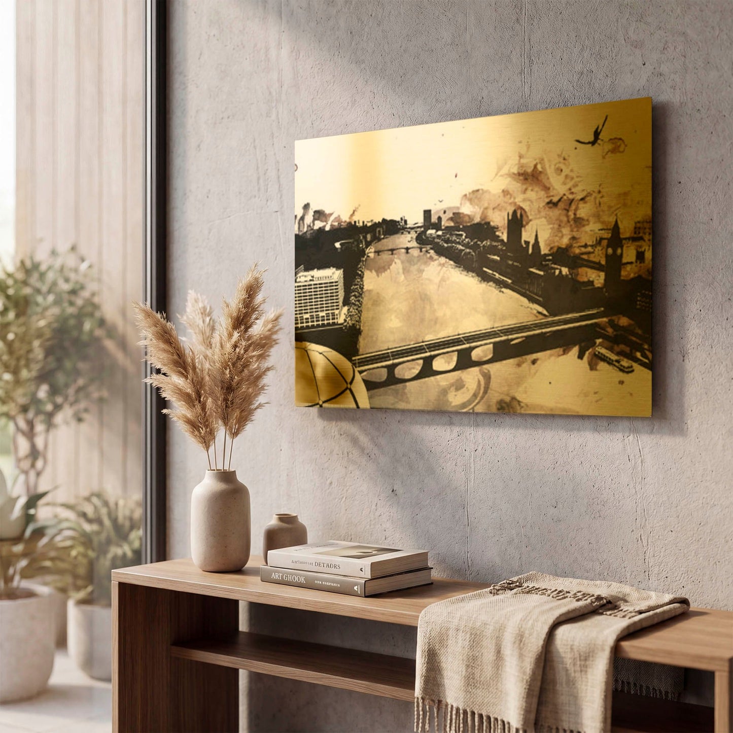 'London Landscape' By Jonathan Lam Gold Metal Wall Art