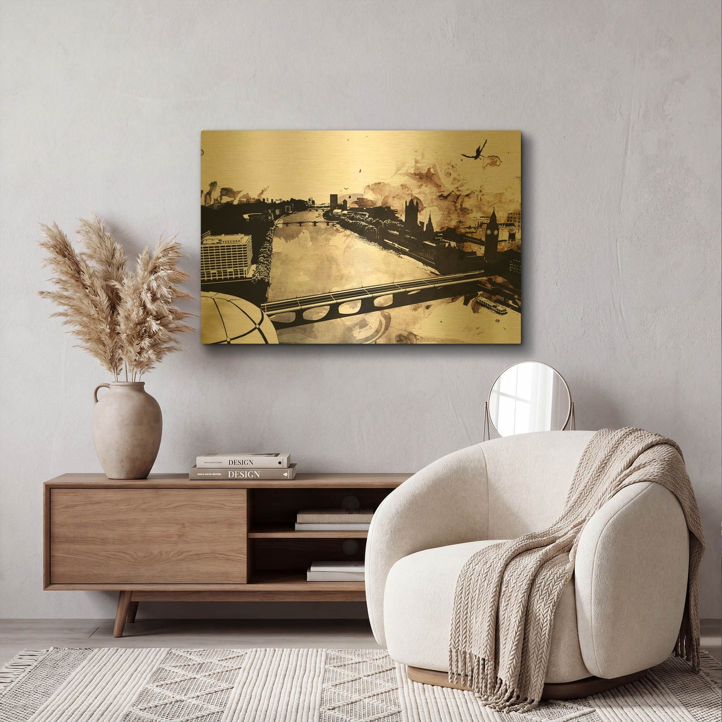 'London Landscape' By Jonathan Lam Gold Metal Wall Art