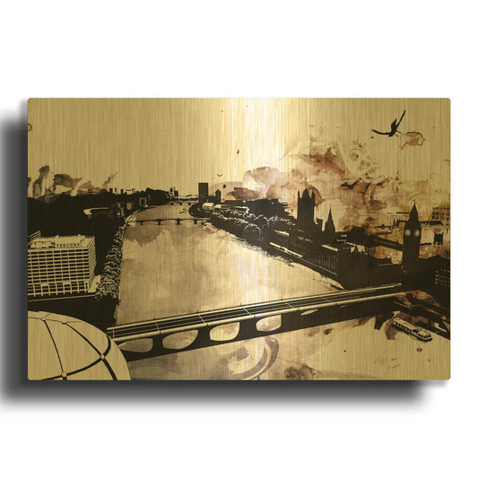 'London Landscape' By Jonathan Lam Gold Metal Wall Art