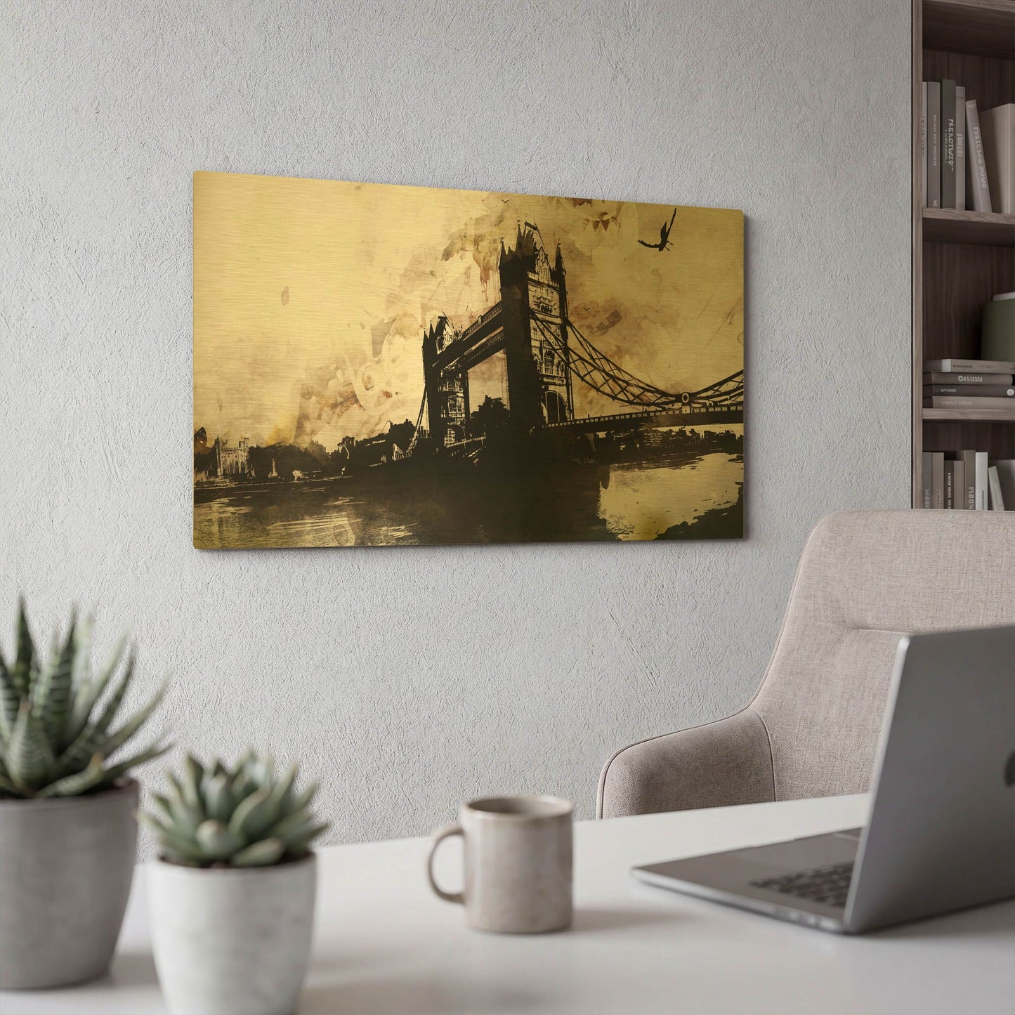 'Tower Bridge 2' By Jonathan Lam Gold Metal Wall Art