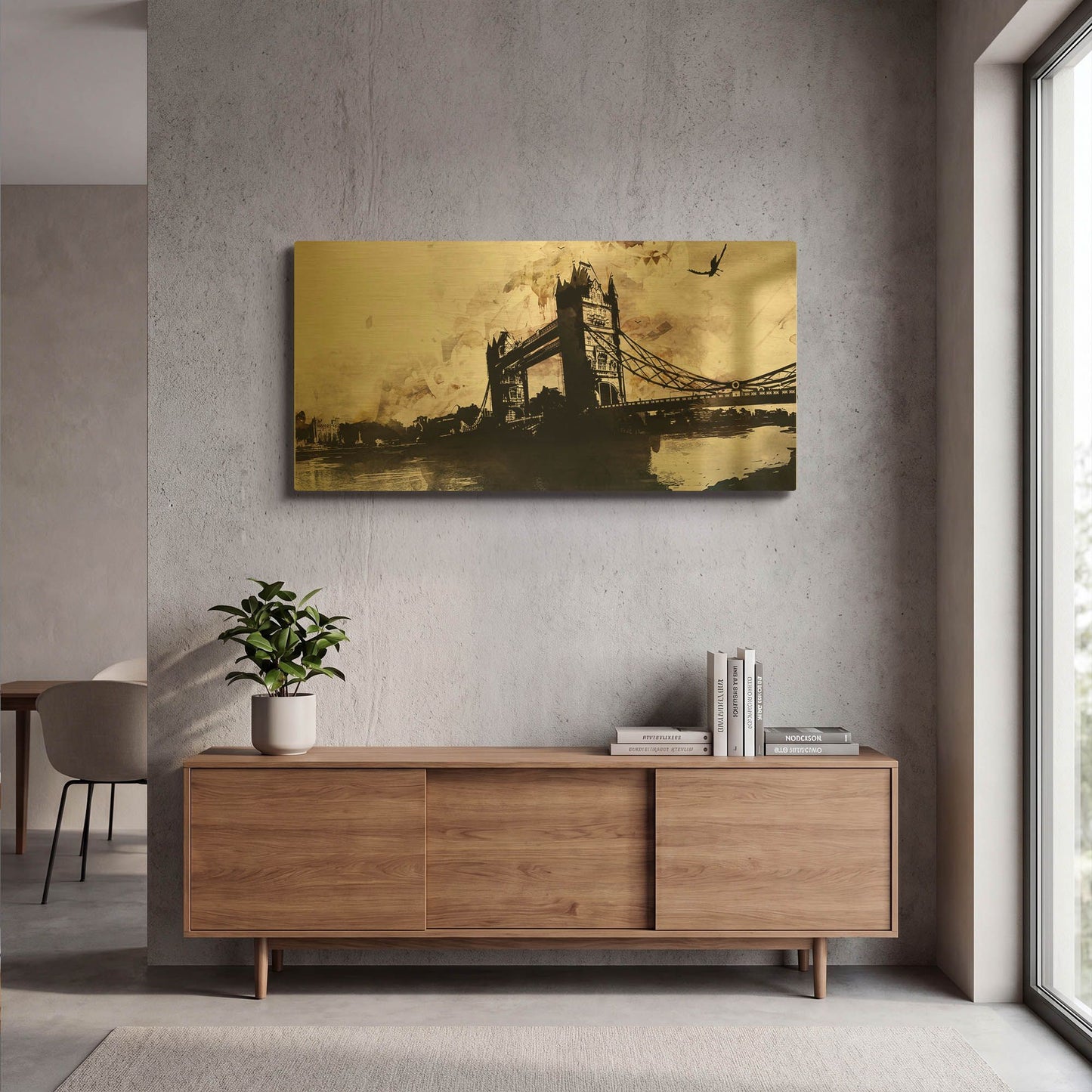 'Tower Bridge 2' By Jonathan Lam Gold Metal Wall Art
