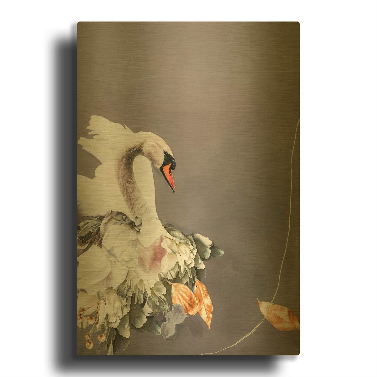 'Swan Gold 1 MF969-1795' By Design Fabrikken Gold Metal Wall Art
