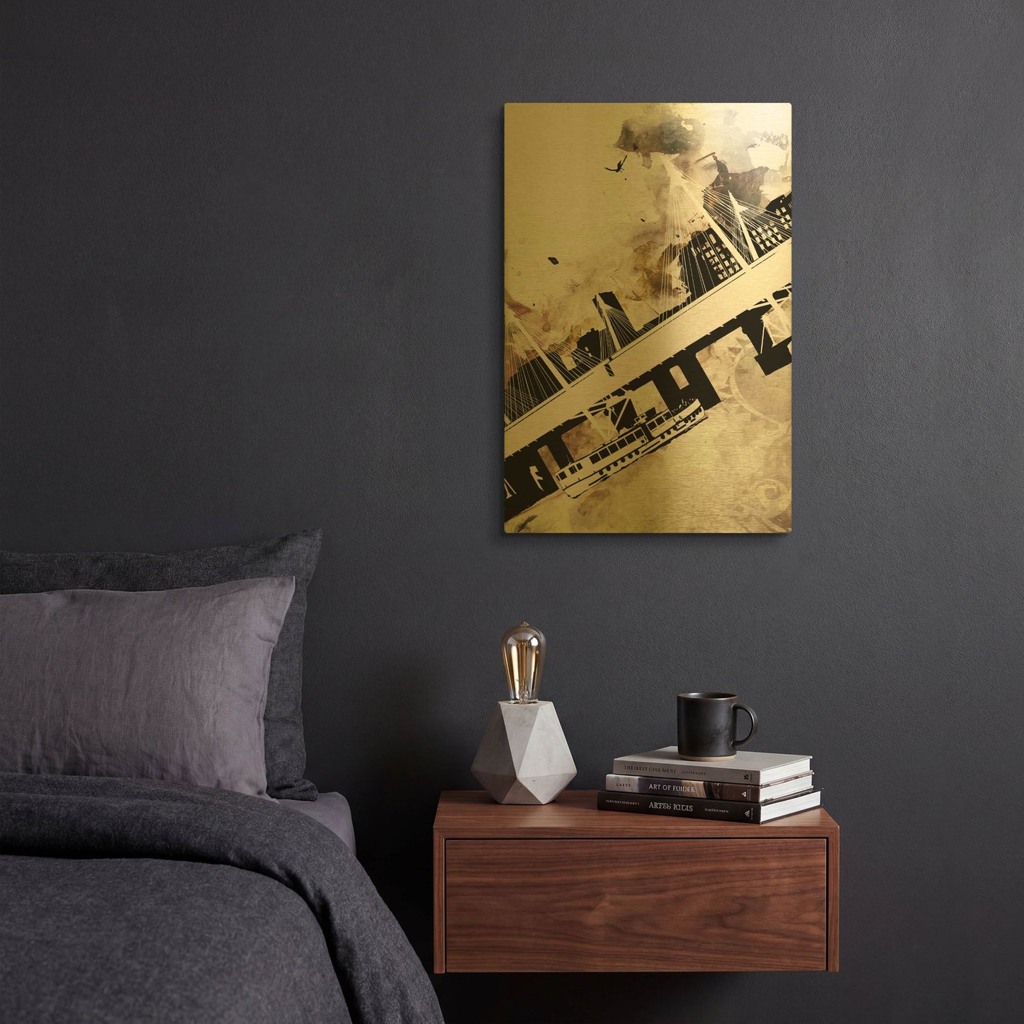 'Crossing 2' By Jonathan Lam Gold Metal Wall Art
