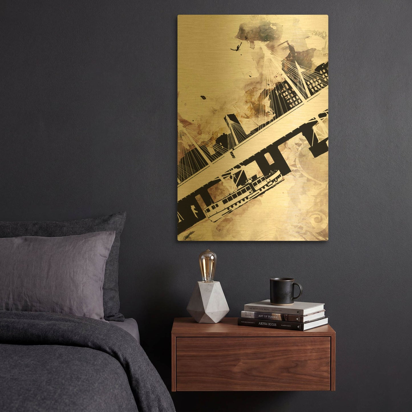 'Crossing 2' By Jonathan Lam Gold Metal Wall Art