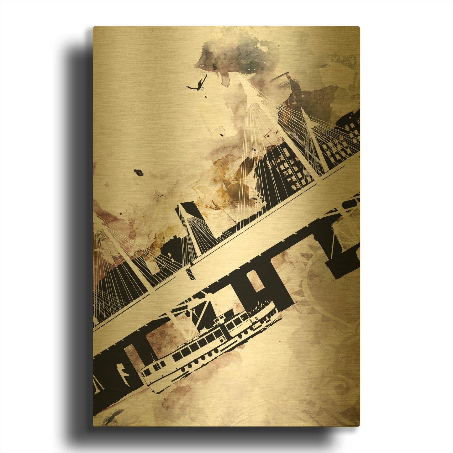 'Crossing 2' By Jonathan Lam Gold Metal Wall Art